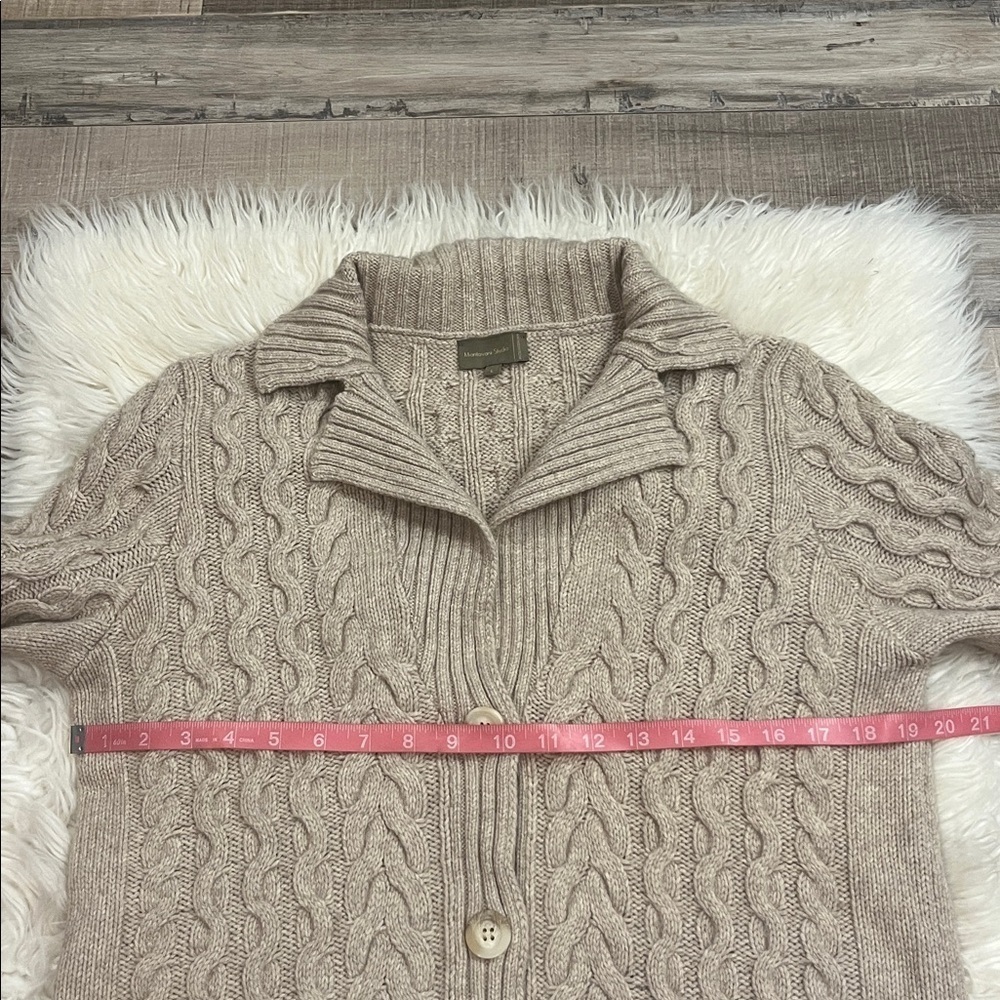 Mantovani Studio wool cashmere soft cable knit cardigan sweater L - Picture 8 of 9